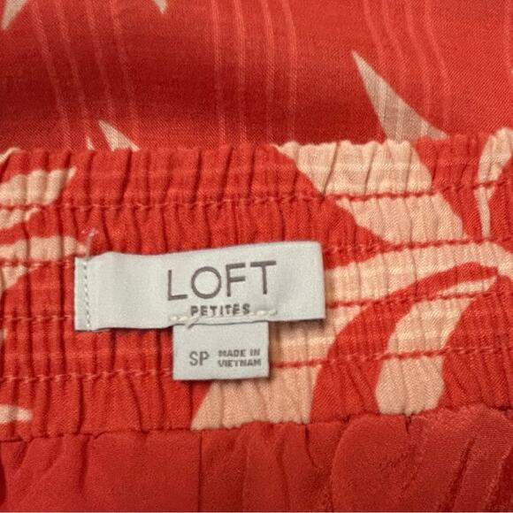 Loft Floral Smocked Midi Skirt Womens Size SP Soft Orange Lined Flowy Breezy - Picture 4 of 9